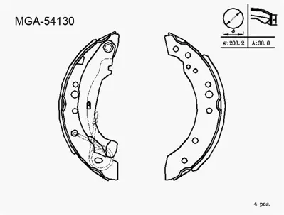 MGA 54130 Arka Pabuc Balata -Renault   Symbol Iı 2008/2012 Dacıa   Logan 2004/2012 Peugeot   206 1998/2006 Cıtroen   C3 1.4 Hdı 2002/2009  7481717 108467 V20760088 290960247 135321 5010010 35973 281004067 2376367 3148030001