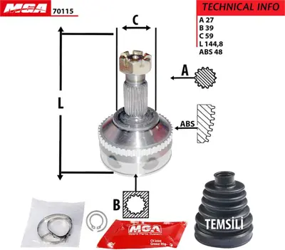 MGA 70115 Aks Kafası Abs Lı Fıat Scudo Cıtroen Jumpy Peugeot Expert 1.9td 815037 90411794 5815015 815001 815036 9120218 90451593 815038 815019 90442321