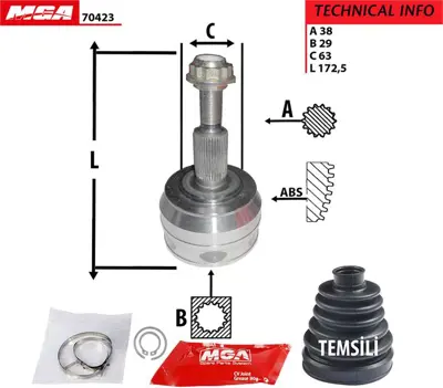 MGA 70423 Dıs Aks Kafası Vw Transporter 03-15 7H0498099B 6457 151479 7H0407321C VKJA5270 5147121 7110129 3764K 7H0498099A 7H0407321D