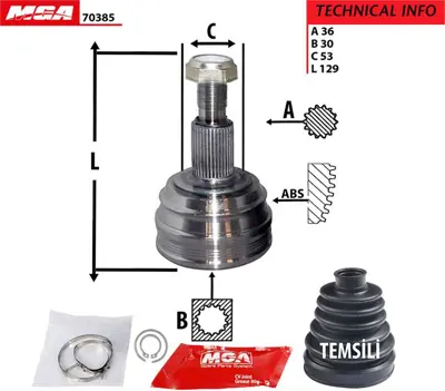 MGA 70385 Dıs Aks Kafası Vw Golf 98-06  Audı A3 97-03  Seat Leon 00-06 1J0498099 151241 1004980052 400046 VKJA3022 803033 QVJ859 20339 302015100032 12027
