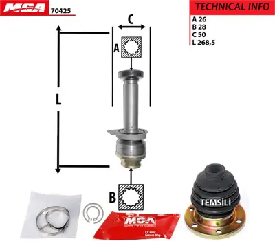 MGA 70425 Sag Ic Aks Kafası Vw Transporter 03-10 1.9tdı 7H0498104 7H0498104L 661020 7H0498104K 7H0498104F 1004980155 7H0498104LX VKJA8114 75434S 24564