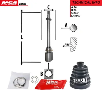 MGA 70182 Aks Kafası Ic Sag Mafsallı Rulmanlı  Fıat   Doblo 1.9jtd Albea 1.3jtd 06 Fıorıno 1.3mtj  46307543 617015 14356055 51785203 55205034 51806760 51934087 51902615 51832278 51787180