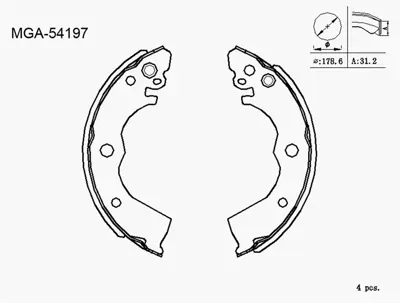 MGA 54197 Kampana Balata  Nıssan  Sunny 90 - 96 1642763880 ADT34387 108556 BG2829 9840210 9793110 GD781 AND6149 ND1115K 6002286