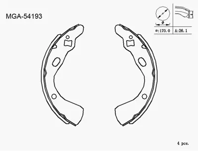 MGA 54193 Kampana Balata  Kıa  Prıde 96 - 03 108519 36155230039 MDC1298 NBD826 986479385 NS891V 6101116 HNS891V 312255 8DD355110831