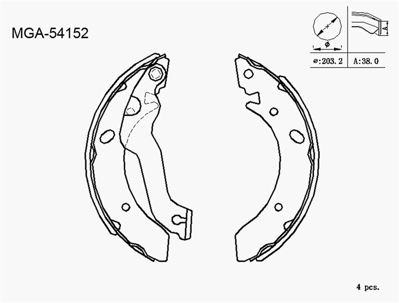 MGA 54152 Kampana Balata  Hyundaı  Elentra 96 - 00 DF1451 8001306C 108569 M5022V 8DD355118201 231306C DDF1767C1 35155210034PD AC3708D C210G0065