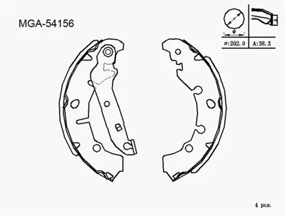 MGA 54156 Kampana Balata  Ford  Fıesta 01 - 12 108454 ACP69000P SAC740170 32543 32543G CAC74017AS 60027710 SAC74017 60027710OE K15165