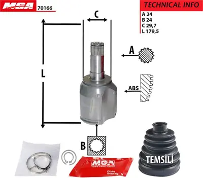MGA 70166 Aks Kafası Ic Sol Mafsallı   Fıat   Albea 1.3mjtd 07/ Fıorıno 1.3 Mjtd 07/ Doblo 1.3mjt- 1.9 Jtd 01-10  46307542 699008 450148 20183 CV699008 1899607 TER376 170635 217017 502367