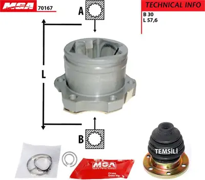 MGA 70167 Aks Kafası Ic Sol Kıt Koruk Mafsal Lale  Fıat   Albea 1.3jtd 06   46307542 699008 450148 20183 CV699008 1899607 TER376 170635 217017 502367