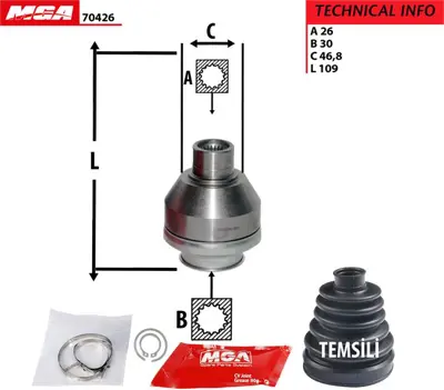 MGA 70426 Aks Kafası Ic Sol-Vw  Transporter T5 2.5tdı Axd Axe 7H0498103C 7E0498103BX 1004980225 7E0498103B 7H0498103E 7H0407331E 9911 161031 24570 CT1034