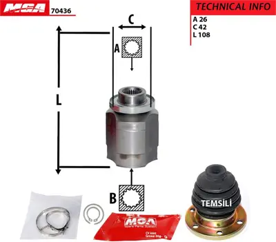 MGA 70436 Aks Kafa Ic Sag-Hyundaı  Accent 03/06  1.5 Crdı Dızel Admıre     26x23x42 710052 5921020 22219281 775778 5WK96718A 21531797 230524OEM 22827991 92097009 30381011