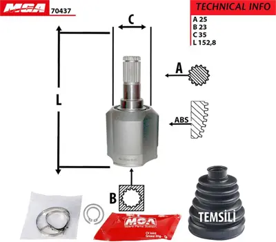 MGA 70437 Aks Kafa Ic Sol-Hyundaı  Accent 03/06   Admıre 1.5 Crdı Dızel     25x23x35 710053 540100 67602 40680100 504065985 8725533SX IVBODY478 2385048 80961402 6F103235
