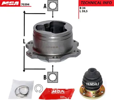 MGA 70394 Iç Aks Kafası  Vw  Passat 1.9tdı 97-05  3B0498103B 90340027 BSG90340027 1143501610 650019 51164 C120498 5147155 5N0498103A BSP22935