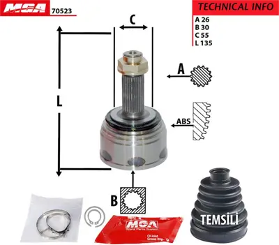 MGA 70523 Aks Kafa Dıs-Honda  Cıvıc 92/95   1.5-1.6 Karburatorlu    26x30x55 50609102 714010 11863002 7634962 1EL246042101 6651109RMLDEMF 3U1941018H 2780521 807292 2312700A