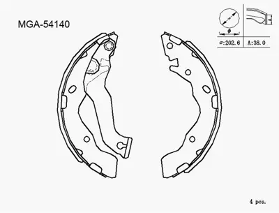 MGA 54140 Kampana Balata  Hyundaı  Accent Admıre 03 - 06 FBP1524 108128 5P605 141049700 FBP1315 PL239 3450 844502 BL1327A4 BLF768