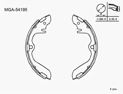 MGA 54195 Kampana Balata  Kıa  Bongo Besta K2700 03 -  108019 F86607 46759737 395523 30607010023 T404983 4983 46761804 51709 FL5596J