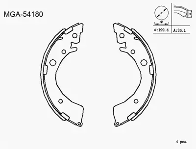 MGA 54180 Kampana Balata  Honda  Cıvıc 01 - 06 / Honda  Cıvıc 92 - 95 TVD1034 DA70117 108245 80001134 5440061100 544006100 662484 QCD39 544006110 171098