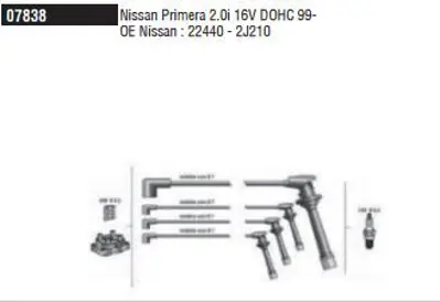 DODUCO 7838 Bujı Kablosu-Nıssan  Prımera-P11 96/02 1.8-2.0  ADN11606 224402J210 APP1280 LUC4269 VE522246 XC1522 JPE118 SL449 2244086J10 ZEF1377