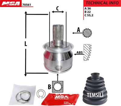 MGA 70561 Aks Kafa Dıs-Mazda-3 03/08  1.6 16v    36x22x55,2 FG02-25-600