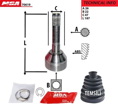 MGA 70619 Aks Kafa Dıs-Suzukı  Samuraı-Sj413 86//    26x22x47 62841 4410183000 801 GI841 CV982 4410283300 CW1645 CV982N 4410283001 44102A83300