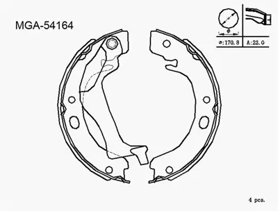 MGA 54164 El Fren Balata  Toyota  Corolla Vvtı 03 - 07 449502190 FSB4011 30145330015 2745748 GF1902 986487713 MFR617 449502070 9760 FN0648