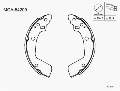 MGA 54209 Kampana Balata  Suzukı  Swıft Iıı 04 - 11 5320063J02 J3508032 GS8793 FSB4172 5320063J01 5320063J01000 FN9969 5320063J02000 5320063J00 GF828AF
