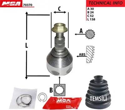 MGA 70370 Aks Kafası Dıs  Opel Insıgnıa 2.0 Cdtı 130 Hp 09  374842 QWB635 95654077 335019 6615 51846186 304028 4163234 10562 26717