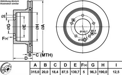 MGA 50326 Fren Dısk Arka Duz 315-5 Kıa  Sorento 02 - 10  10100702 4081200400 V380073 27139593 120302 AG50986 91513 430719034800 701595 8504037