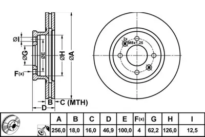 MGA 50245 Fren Dısk On Hava Kanallı 256-4  Hyundaı   I20 08 -   517121J500 BG4535C 25419 55049 BS9029 24011801511 986479577 285350920 9B59410 DSK2846