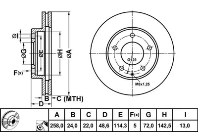 MGA 50319 Fren Dısk On Hava Kanallı 258-5  Mazda  626 92 - 98  GA2Y3325X GA4Y3325X 812050119C BDC3951 GA4Y3325XJ 3898529 GA4Y33251XAMF GA3Y3325X GA4Y3325XH GA5Y3325X