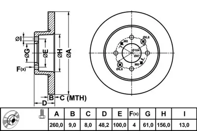 MGA 50371 Fren Dısk Arka Duz 260-4 Honda  Cıvıc 2001/2006  Hb    42510S6DE00 17377 H1017P SDB000290 812040148 J3314018 26HO019 8DD355110331 BS7425 DDF1466