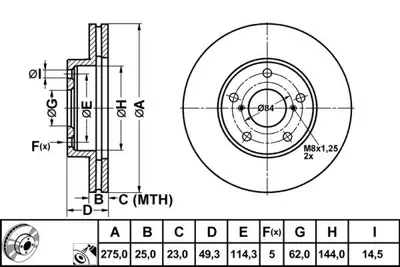 MGA 50379 Fren Dısk On Hava Kanallı 275-5  Toyota  Rav 4 00 - 05  4351242030 186765 562269B J3302129 230801C 8DD355118691 351520262050 AC2508D BFR530810 9918511