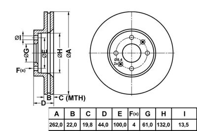 MGA 50123 Fren Dısk On Hava Kanallı 262-4  Renault  Laguna I Megane Scenıc 93 - 01  7701205840 24012201481 BSF4403 16155210001 DI0709C 186304 BS8374 BS4338 DF473 HP57450