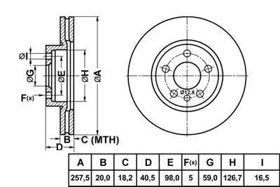 MGA 50193 Fren Dısk On Hava Kanallı 257-5  Peugeot  Expert 95 - 03 / Fıat  Scudo 96 -  986TB2295 1316323080 351 4249C7 8DD355127341 36911 571843S L2055V 60202 425126