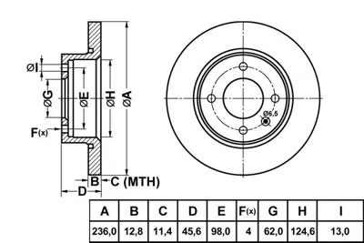 MGA 50275 Fren Dısk On Duz 236-4  Skoda  Favorıt L 135-136 88 - 95  115430211 8290731 115430212 DDF359 MDC711 115430210 986478776 BBD4021 982000657 BG2909