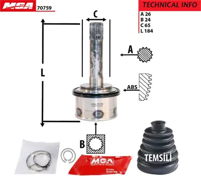 MGA 70759 Aks Kafa Dıs-Kıa  Sportage 98/02    26x24x65 70759 0K01122510