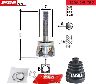 MGA 70764 Aks Kafa Dıs-Nıssan  Pathfınder 97/04  R50    28x27x50 70764 39100-58G00