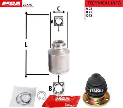 MGA 70774 Aks Kafa Ic Sag-Kıa  Sorento 02/05     28x25x43 70774 49592-3E110