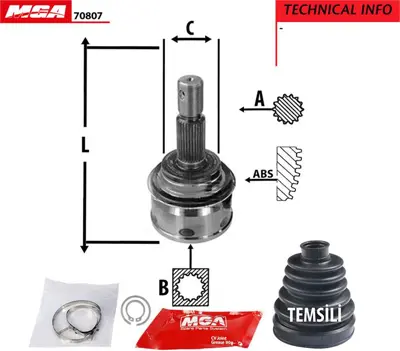MGA 70807 Aks Kafa Dıs-Toyota  Landcruıser Prado 02/10  3.0 D4d   30x30x70mm 4343060060 822210 32K860 TO238LR FDS2895 NDS1140LR 854013158 GSP859107 TJ20240 TO67