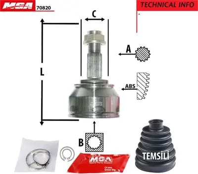 MGA 70820 Aks Kafası Kıt Fıat Bravo Doblo 1.6 Jtd 07- 46307914 VKJA5398 75857S 151387 303607 22213 817030 GFT0170K 18787 C120169