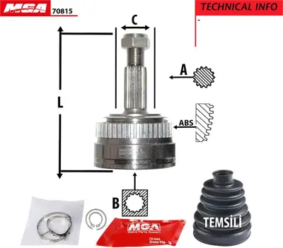 MGA 70815 Aks Kafası Abslı 1997 /2001  Laguna I 1.8 2.0 7701349998 121794 5501 TR1341 R162R 122532 RE3113 T5501 22132 R1341