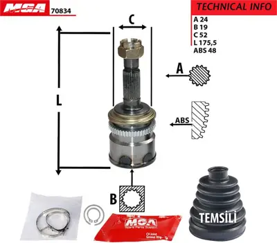 MGA 70834 Aks Kafa Dıs-Abslı-Daıhatsu  Terıos 97//    24x19x52xabs-48 70834/43410-87402