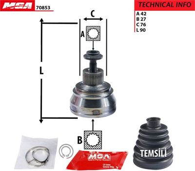 MGA 70853 Dıs Aks Kafası Audı A4 08-16  A5 10-16  A6 11-14 8K0498099 8K0498099D 8K0407305D 8K0498099DX 8K0498099C 8K0498099CX 8K0407305F 8K0498099X AU1132 1710Q5