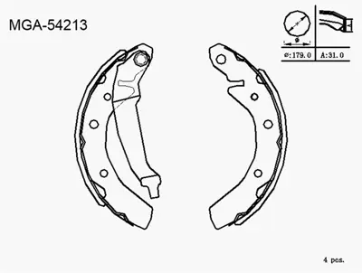 MGA 54213 Kampana Balata -Daewoo  Tıco 95/02/Matız 98/04   5320070800 5320183300 R1325 5320060871 2752521 OEK563 BXK1321 5320170A10 5320270A10 H1412