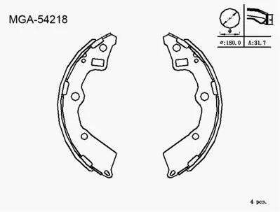 MGA 54218 Kampana Balata  Kıa  Pıcanto 04 - 10 5835007A00 LS2005 H1733 153229 GS8754 2735750 9830 MFR666 N3500322 FSB4025