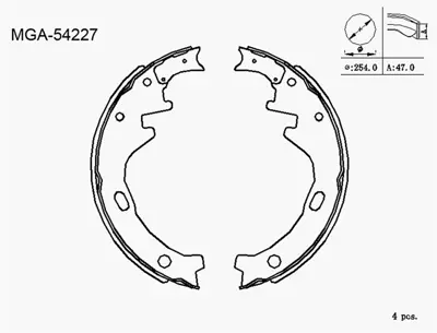 MGA 54227 Kampana Balata  Nıssan  D21 2wd 90 - 97 K1162 44060T6025 4406021G25 HP1445 4406080W25 GF129AF HP1352 5185159 J3501035 MBS395 5501129