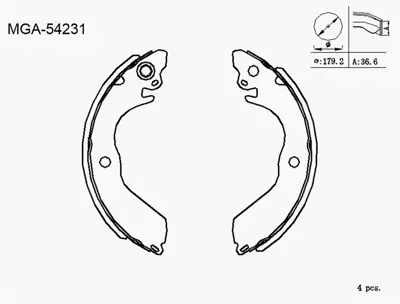 MGA 54231 Kampana Balata  Mıtsubıshı  Colt Iıı Iv V Lancer Iv 90 - 96 MB858685 MB858684 MB858686 MB668747 6063 PC351603 3013702162 MB858665 H8785 PC351601