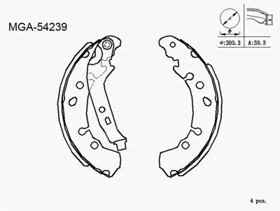 MGA 54239 Kampana Balata  Toyota  Yarıs 06 - 11 54239 044950D040