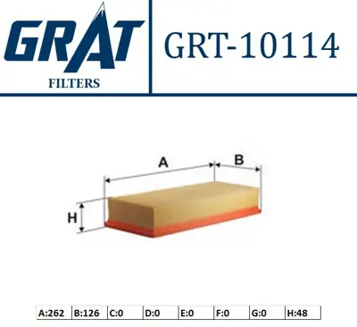 GRAT 10114 Hava Fıltresı  Fıat Tempra Tıpo 1.6  7712505 A17392 1930A S1930A MD9340 A391 CA5495 LX589 1457433541 PA7154