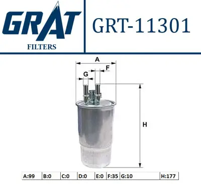 GRAT 11301 Mazot Fıltresı Fluence Megane Iıı S.Tourer Scenıc Iıı 1.5 K9k Suzukı Grand Vıtara  1.9 Ddıs 8201046788 FN122 F026402067 8201010955 164006435R 4981 KL48515D 2411300 ELG5400 164009384R