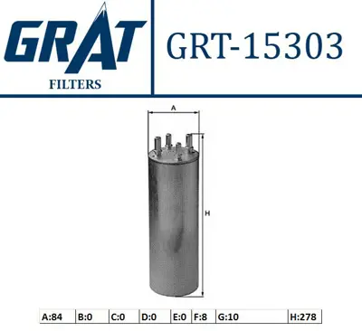 GRAT 15303 Yakıt Fıltresı  Vw  T5 1.9 Axb Axc Motor T5 2.5 Tdı Axd Axe Motor Touareg 2.5 Tdı Bac / Blk Motorla 7H0127401B WK8571 FE103Z LF1042 8402 SP1279 180014210 76832760 FI82761 BFF8022